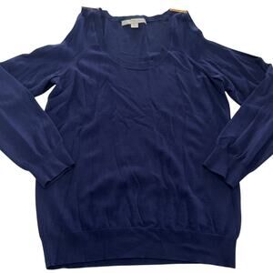 Boston Proper Sweater Womens Medium Blue Cold Shoulder Knit Pullover